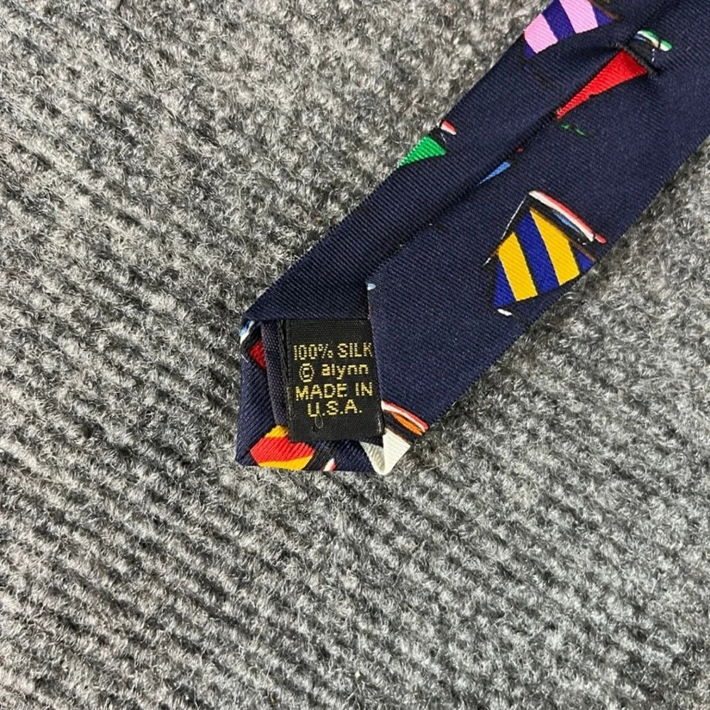 Alynn Neckwear Eric Holch Rainbow Fleet Sailboat Silk Tie Navy Blue Nautical